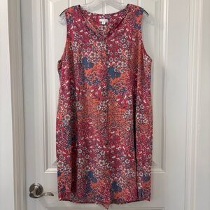 J. Jill Women’s Pink Floral Button-Up Rayon Sleeveless Dress Size L